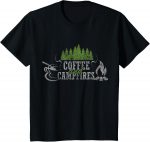 Coffee And Campfires Funny Camping Distressed T-shirt T-shirt